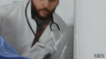 Preview 3 of Kitchen Lesbian Drama - Emergency Dick Part 1/ MEN / Benjamin Blue,  Clark Delgaty  / stream full at  www.sexmen.com/nurse