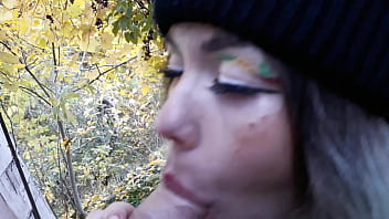 Preview 3 of Woronika Blend - CUM IN MY STEPSISTER&#039_S THROAT IN A CROWDED PARK
