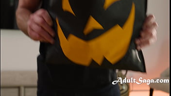 Preview 1 of Bahamas Teen - Asian Girl Sucks On Her American While Trick Or Treating