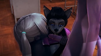 Preview 3 of Solo Darcy Tyler - Furry Hentai - Cat Skunk and wolf Threesome in class - Japanese Asian Manga Anime Film Game Porn