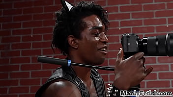Preview 2 of Very Black Grannies - Sub cosplay stud barebacked by leather top after self toying