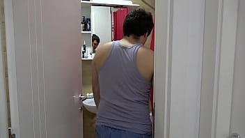 Preview 1 of Sophie Brossux - Anna locked her cuckold husband in the bathroom and fucked her lover and got a creampie