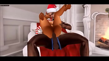 Preview 3 of Teen Xxx Toying - Christmas special Black santa fucks new elf in his office