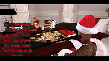 Preview 1 of Teen Xxx Toying - Christmas special Black santa fucks new elf in his office