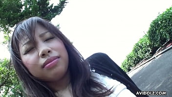 Preview 3 of Dick Licked - Japanese brunette Karin Asahi lets a stranger fingerfuck her hairy pussy  on the street uncensored.