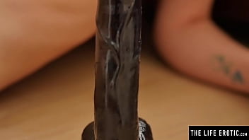 Preview 2 of Hard Hip Fucking - Cute sexy blonde fucks her tight pussy and ass with a giant dildo