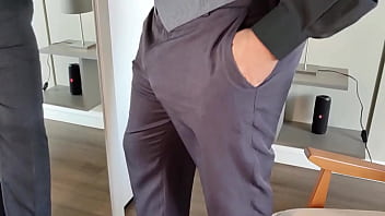 Preview 1 of Sons And Momwap - Handjob in front of the mirror