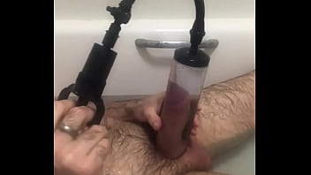 Preview 3 of Indian Hijab Xnxx Com - Trying out penis pump in bathtub