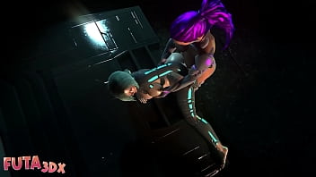 Preview 4 of Shower Busted - Futa3dx - Futanari Cyberpunk Big Tittied Babe Fucked By Her Big Dicked Friend
