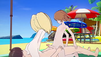 Preview 3 of Pia Pecora - Danganronpa - Chihiro Fujisaki and Hiyoko Saionji having Fun on a Beach