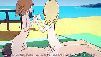 Preview 4 of Pia Pecora - Danganronpa - Chihiro Fujisaki and Hiyoko Saionji having Fun on a Beach