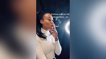 Preview 2 of Zambian Sex Download - LEAKED: Sexy smoking model Ebony Foxx sensually smoking an all white cigarette