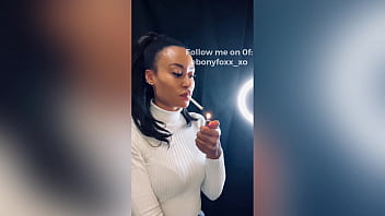 Preview 1 of Zambian Sex Download - LEAKED: Sexy smoking model Ebony Foxx sensually smoking an all white cigarette