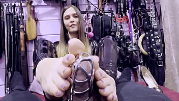 Preview 2 of Hidden Lucah - Locked cuckold POV footjob