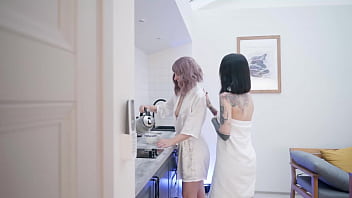 Preview 2 of Xxx Porn Sex In Plane - Morning sex after a shower anal play double dong