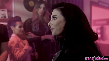 Preview 2 of Teen Sex Abg Nyusu Toket - TransFucked.com - Joanna Angel fucked by two shemales Casey Kisses and stud tranny TS Foxxy