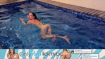 Preview 4 of Seduction Vedios - Sweet blowjob in the public pool. Cum on hair of Californiababe