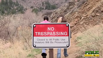 Preview 1 of Sex Video Hdcom - PUBLIC HANDJOBS Miatsu Kumiko and Laura Coryander jerk a horny hiker at a state park