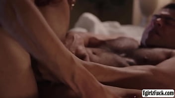 Preview 4 of Xxx Hot Movies Paris - Busty transsexual Jessy Dubai deepthroats and analed in bed