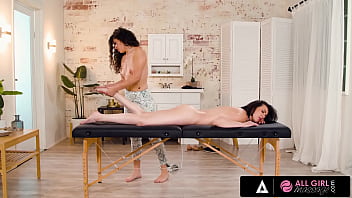 Preview 2 of Neighbor Holes - ALL GIRL MASSAGE - Naughty Masseuse Can&#039_t Resist Fingering And Scissoring Hot Client Casey Calvert