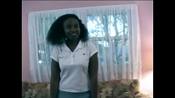 Preview 1 of Siliping Sister Sex Hdvideo - Cute girl with nice tits and big ass fingering her black pussy on a couch