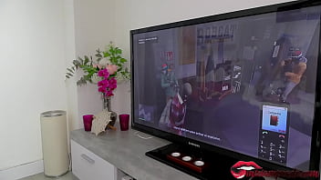 Preview 1 of Flash Maid Busty - my stepsister sucks me while she plays the console / Miriam Prado