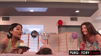 Preview 1 of Women Sex Boy About 15 Years Boy - PURGATORYX Birthday Girlz Vol 1 Part 2 with Avery,  Hazel &amp_ Maya