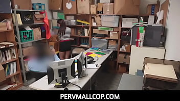 Preview 1 of Jade Kush Asian - PervMallCop -  LP officer punishing a redhead teen thiefs Naomi Mae pierced pussy