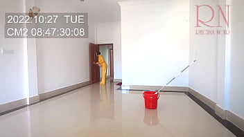 Preview 2 of 3d Robot Machine Xxx - Naked maid cleans office space. Maid without panties. Hall Hidden Cam 2