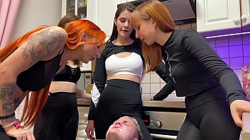 Preview 3 of Home Made Orgasmsvideos - Many Rude Girls Spit In Slave&#039_s Mouth And Verbally Humiliate Him - Mouth Spitting Femdom