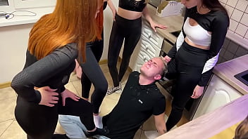 Preview 4 of Home Made Orgasmsvideos - Many Rude Girls Spit In Slave&#039_s Mouth And Verbally Humiliate Him - Mouth Spitting Femdom
