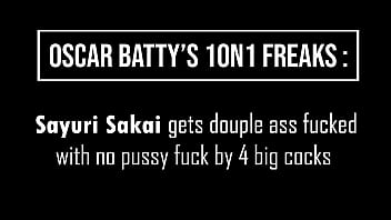 Preview 1 of Teen Sex Republic - Slim Japanese Brazilian Sayuri SAKAI double ass fucked by 4 big cocks ( DAP,  0% pussy,  gapes,  ATM) OB097