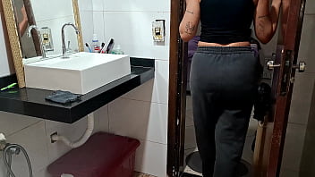 Preview 1 of Sister Hide And Seek - Catching the maid in the bathroom while the wife sunbathes