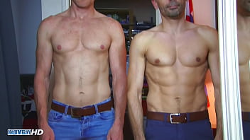 Preview 1 of Zoo Rape Sex Videos - 2 fitness guys gets filmed in a shower: duet of big hard dicks.