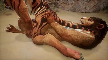Preview 3 of Indian Aunty Xxnx Com - Tiger and Lion find a near by cave and make love - Wildlife