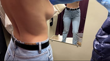 Preview 1 of Tube Porn Spin The Bottle Sister - A real creampie in the FITTING ROOM! Cum in my tight pussy while I try on jeans. FeralBerryy