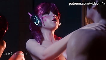 Preview 2 of Senileuni Xxx - Cute &amp_ Hot D.va Romantic Washroom Sex - 3D Hentai Cartoon (AI upscaled) gameplay