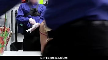 Preview 1 of Flexible Licks Herself - To Avoid Jail Time Shoplifter Milf Obeys All Commands of Two Security Officers - Liftermilf