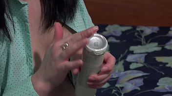 Preview 3 of Dido Angel And Iwia Threesome - Fucked her hairy anal with big bottles. A brunette with a beautiful ass and a hairy pussy masturbates at home on the bed. Amateur fetish.