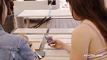 Preview 4 of Bondage Card Games - Ersties: Lesbians Couple Control Each Other&#039_s Vibrator In Public