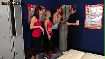 Preview 1 of Anal Serr - CFNM locker room HJ by femdom ladies for lucky dude