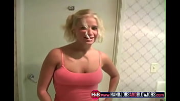 Preview 1 of Sophie Dee Micheal - Nicole gives a handie in the bathroom