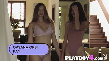 Preview 1 of Police Girls Big Ass Videos - Playboy4.com - Perfect lesbian teens Oksana Oksi and European model Kay J posing together