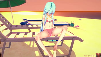 Preview 3 of Priyank And Nitu Xxx - Sex at the beach,  young cute 19 year old blue haired girl,  fucked hard missionairy in koikatsu