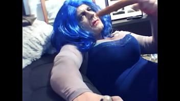 Preview 1 of Gay Pdaddy - kinky cd krissy phx deep throating a 10 plus inch dildo