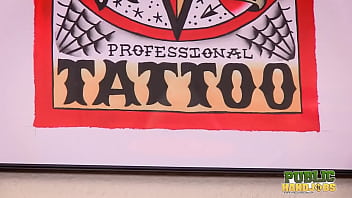 Preview 1 of Xxxx Video Hd 2018 Muslim - PUBLIC HANDJOBS Miatsu Kumiko and Suki give a fiery double handjob at the tattoo parlor