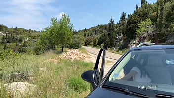 Preview 1 of Men Fuvk Men - Crazy girl pissing on the roof of a car in public place
