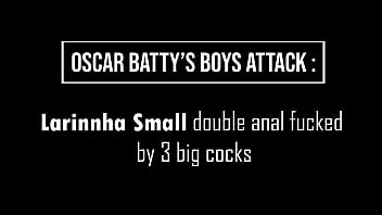 Preview 1 of Big Saas Woman - slim 18 year Brazilian Larinha SMALL bullied by a black domina then double anal fucked by big cocks (Dry version,  DAP,  0% pussy,  gapes,  BBC) OB094