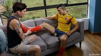 Preview 1 of Kasumi X Video - Roman grabs ahold of Jhon&#039_s dick and starts rubbing ever so sensually and at the same time teases Jhon&#039_s erect nipples. Jhon lays back and enjoys the attention Roman is paying to his cock and body.