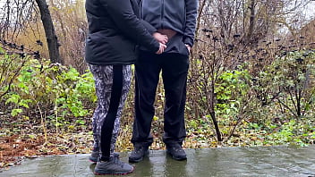 Preview 1 of Bit Tits Round - Sports stepmother-in-law after jogging in the park holds son-in-law&#039_s penis